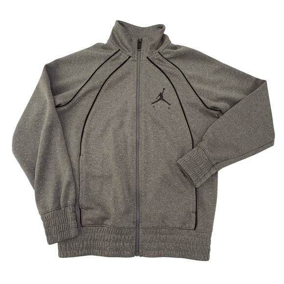 Nike Jordan Other - Nike Air Jordan Jumpman Boys Small Full-Zip Track Jacket Gray Black Piping Logo